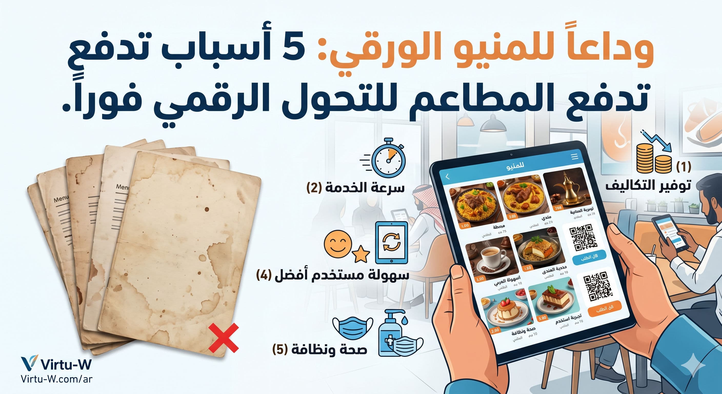 وداعاً للمنيو الورقي: 5 أسباب تدفع المطاعم السعودية للتحول الرقمي فوراً